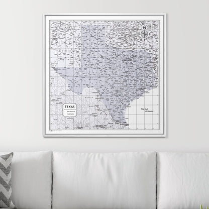 Push Pin Texas Map (Pin Board) - Light Gray Color Splash CM Pin Board