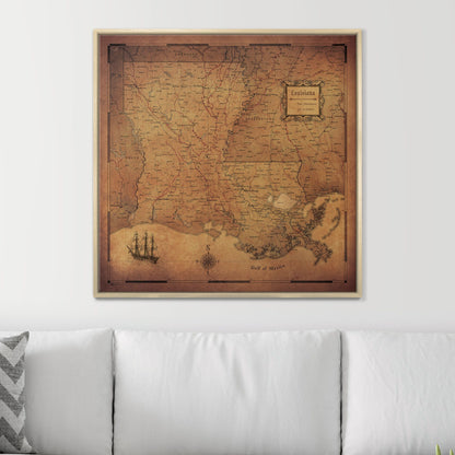 Push Pin Louisiana Map (Pin Board) - Golden Aged CM Pin Board