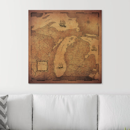 Push Pin Michigan Map (Pin Board) - Golden Aged CM Pin Board