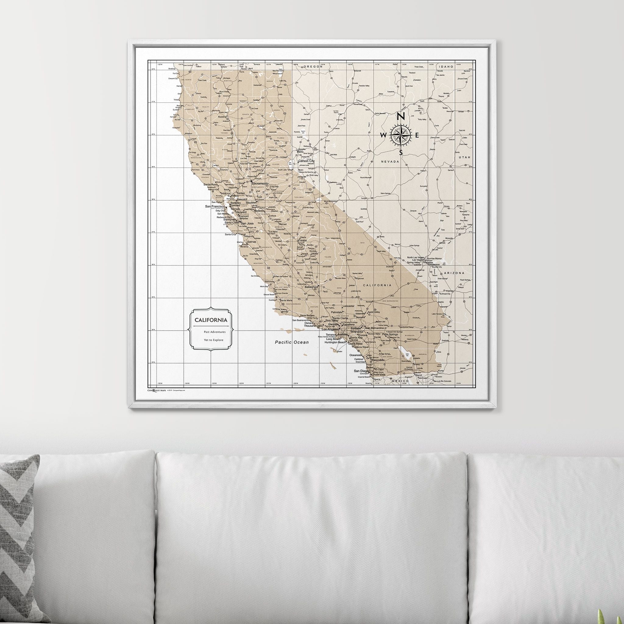 Push Pin California Map (Pin Board) - Light Brown Color Splash CM Pin Board