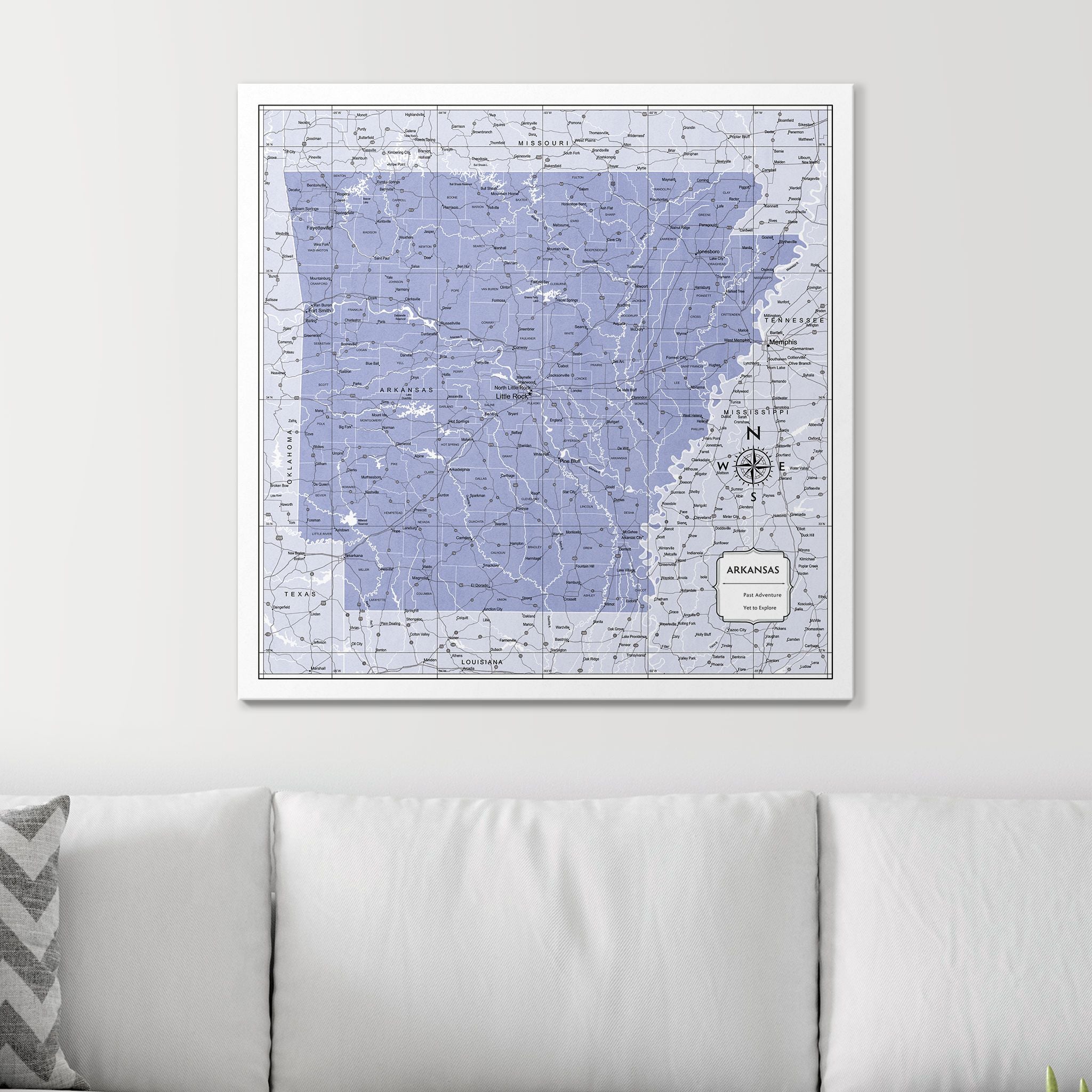 Push Pin Arkansas Map (Pin Board) - Purple Color Splash CM Pin Board