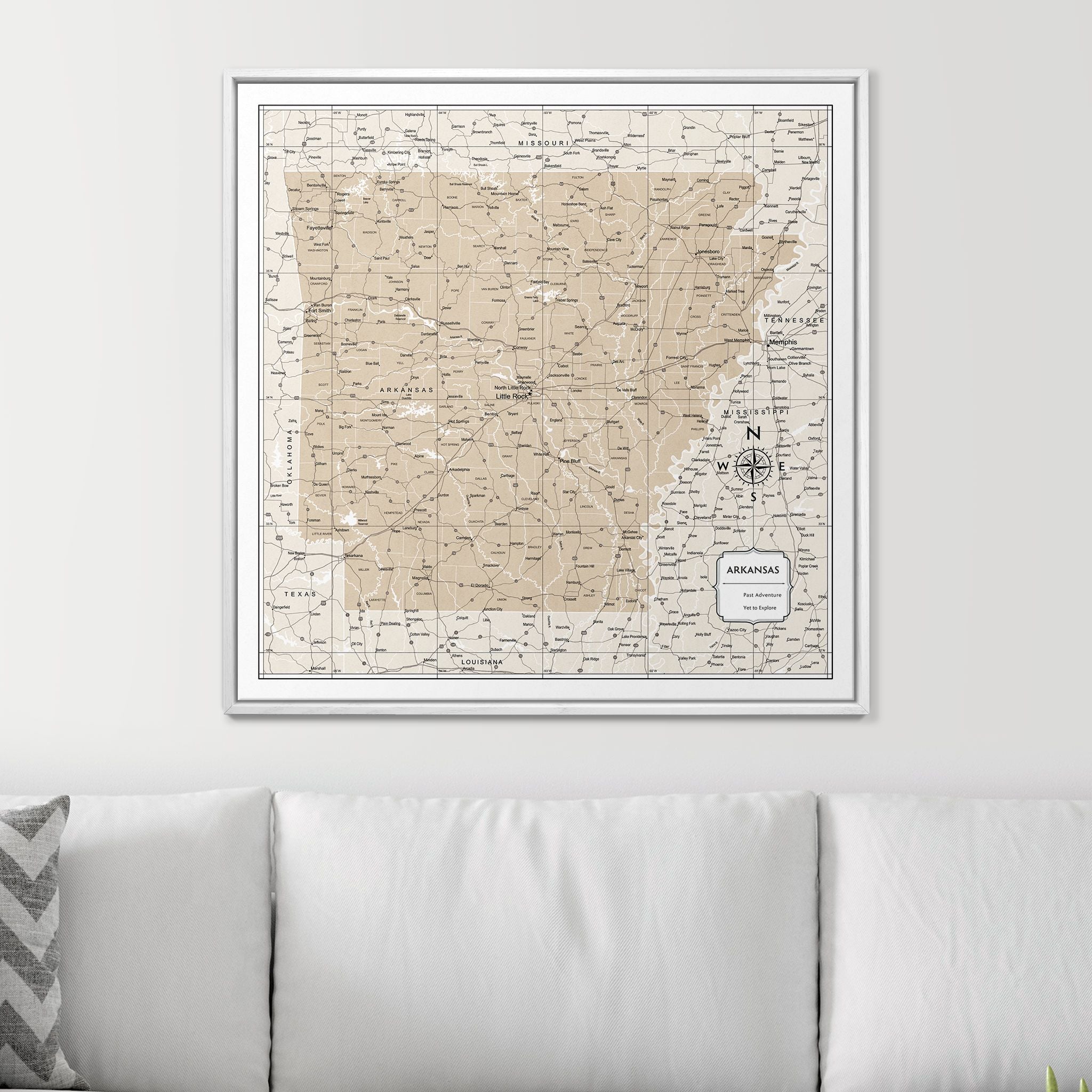 Push Pin Arkansas Map (Pin Board) - Light Brown Color Splash CM Pin Board