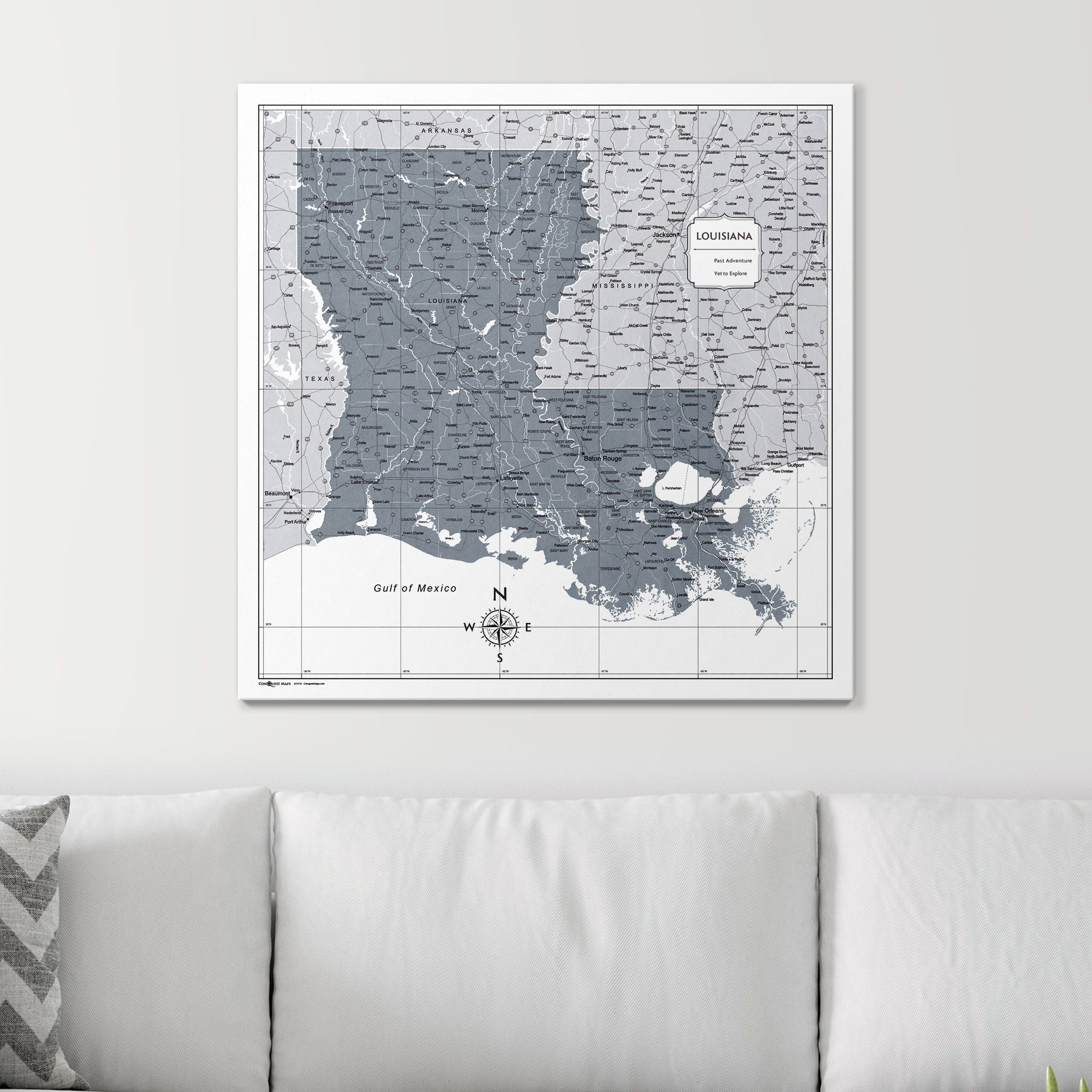 Push Pin Louisiana Map (Pin Board) - Dark Gray Color Splash CM Pin Board