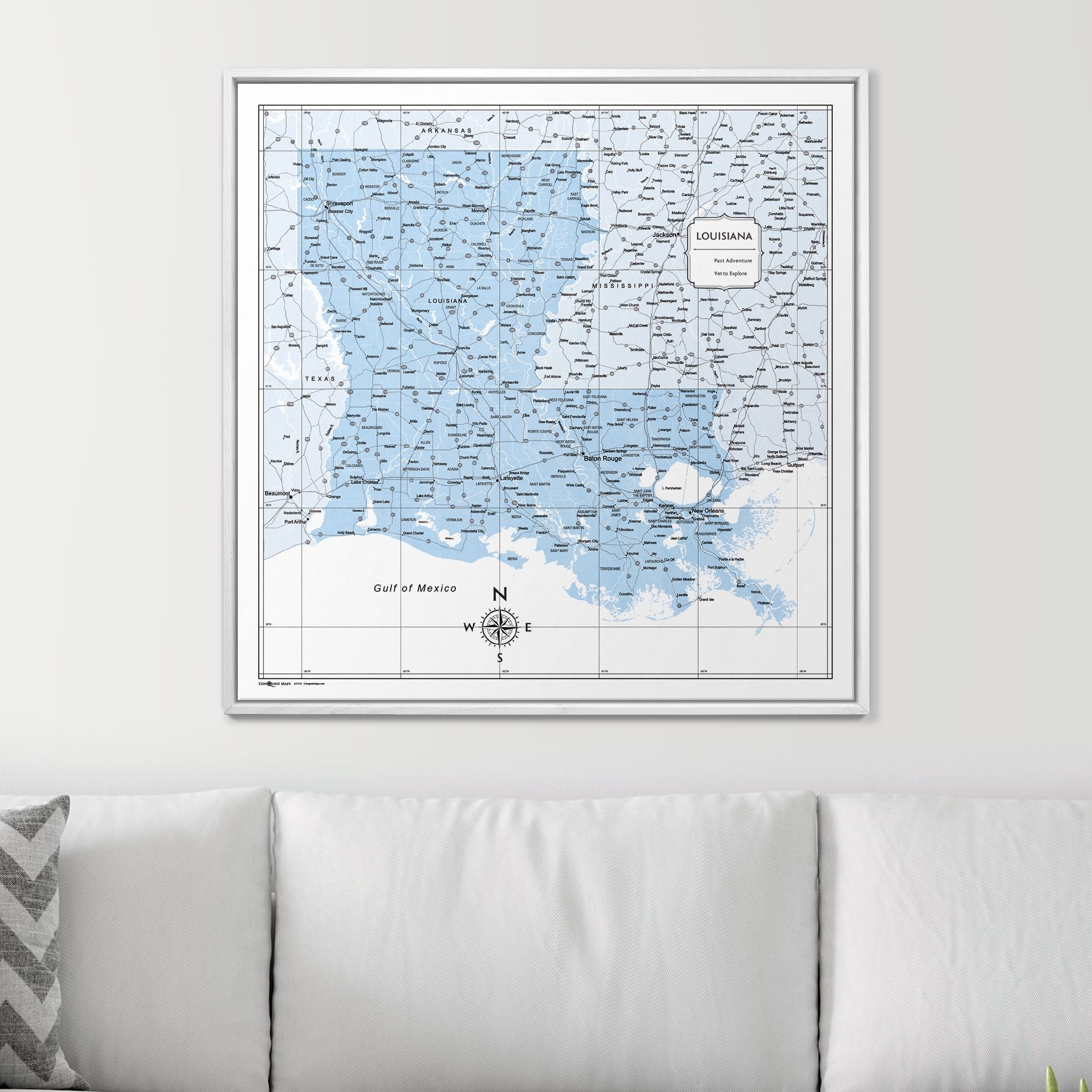 Push Pin Louisiana Map (Pin Board) - Light Blue Color Splash CM Pin Board