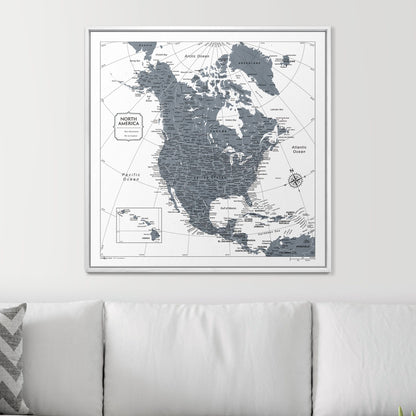 Push Pin North America Map (Pin Board) - Dark Gray Color Splash CM Pin Board