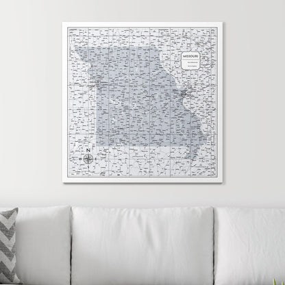 Push Pin Missouri Map (Pin Board) - Light Gray Color Splash CM Pin Board