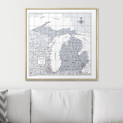 Push Pin Michigan Map (Pin Board) - Light Gray Color Splash CM Pin Board