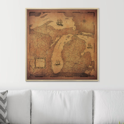 Push Pin Michigan Map (Pin Board) - Golden Aged CM Pin Board