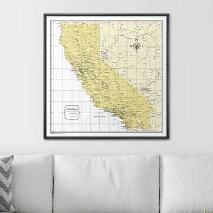 Push Pin California Map (Pin Board) - Yellow Color Splash CM Pin Board