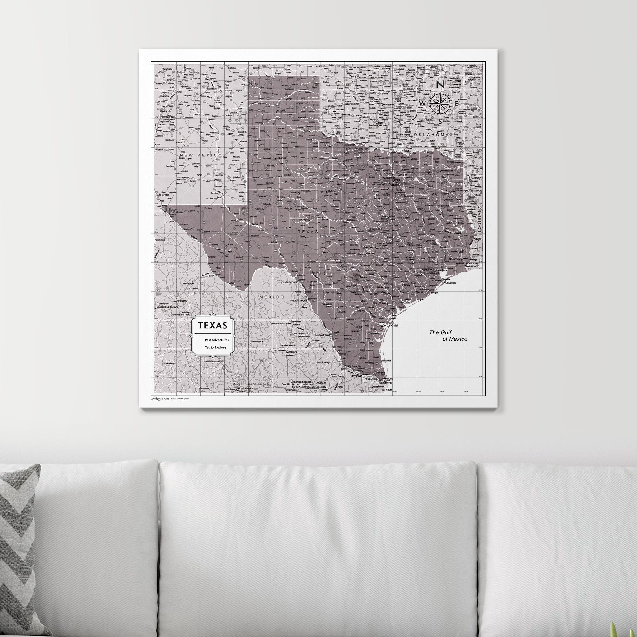 Push Pin Texas Map (Pin Board) - Dark Brown Color Splash CM Pin Board