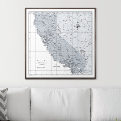 Push Pin California Map (Pin Board) - Light Gray Color Splash CM Pin Board