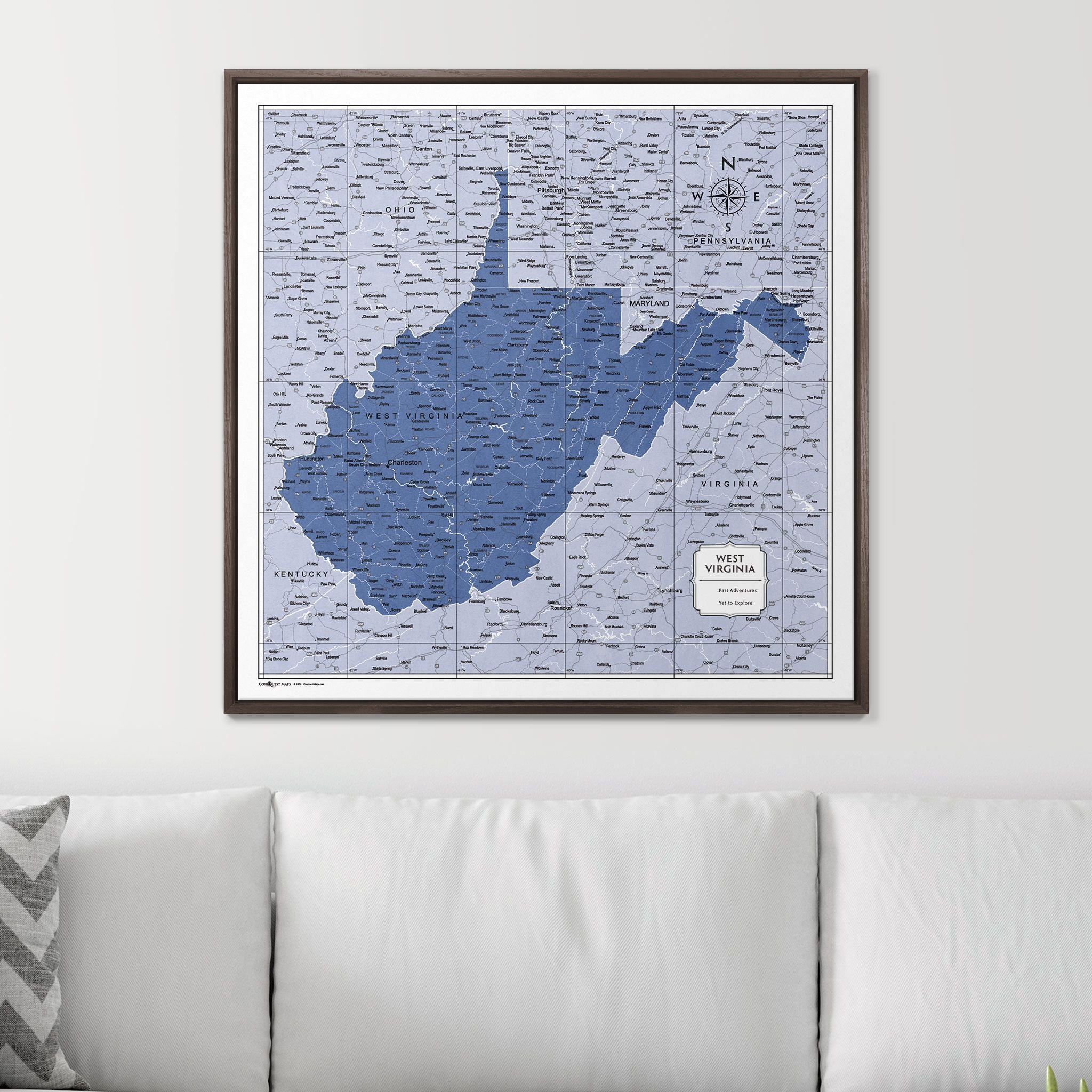 Push Pin West Virginia Map (Pin Board) - Navy Color Splash CM Pin Board