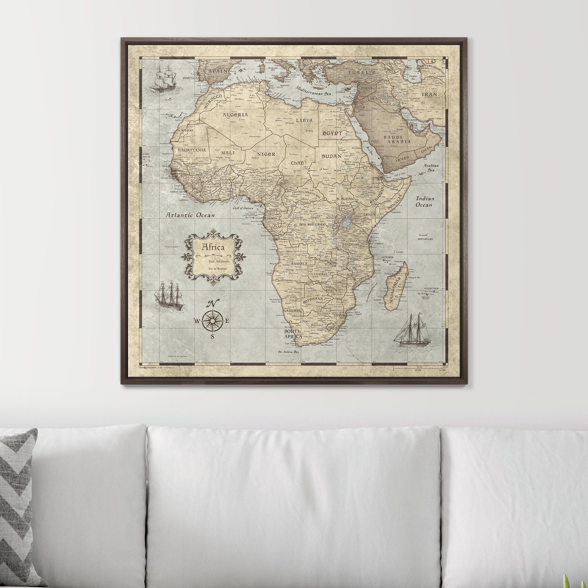 Push Pin Africa Map (Pin Board) - Rustic Vintage CM Pin Board