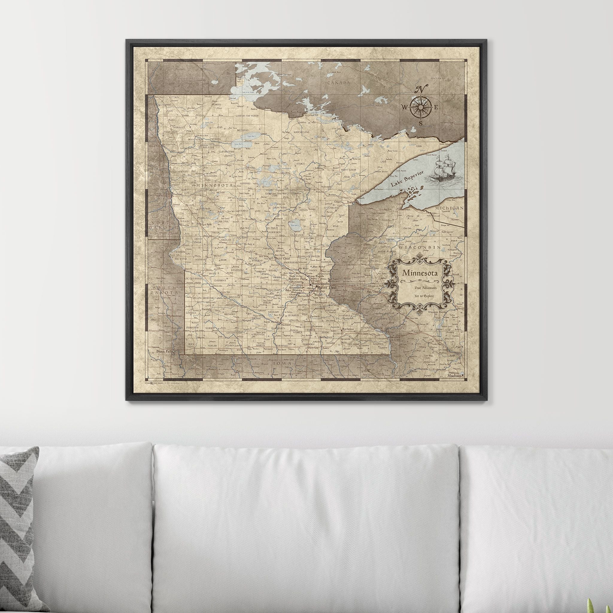 Push Pin Minnesota Map (Pin Board) - Rustic Vintage CM Pin Board