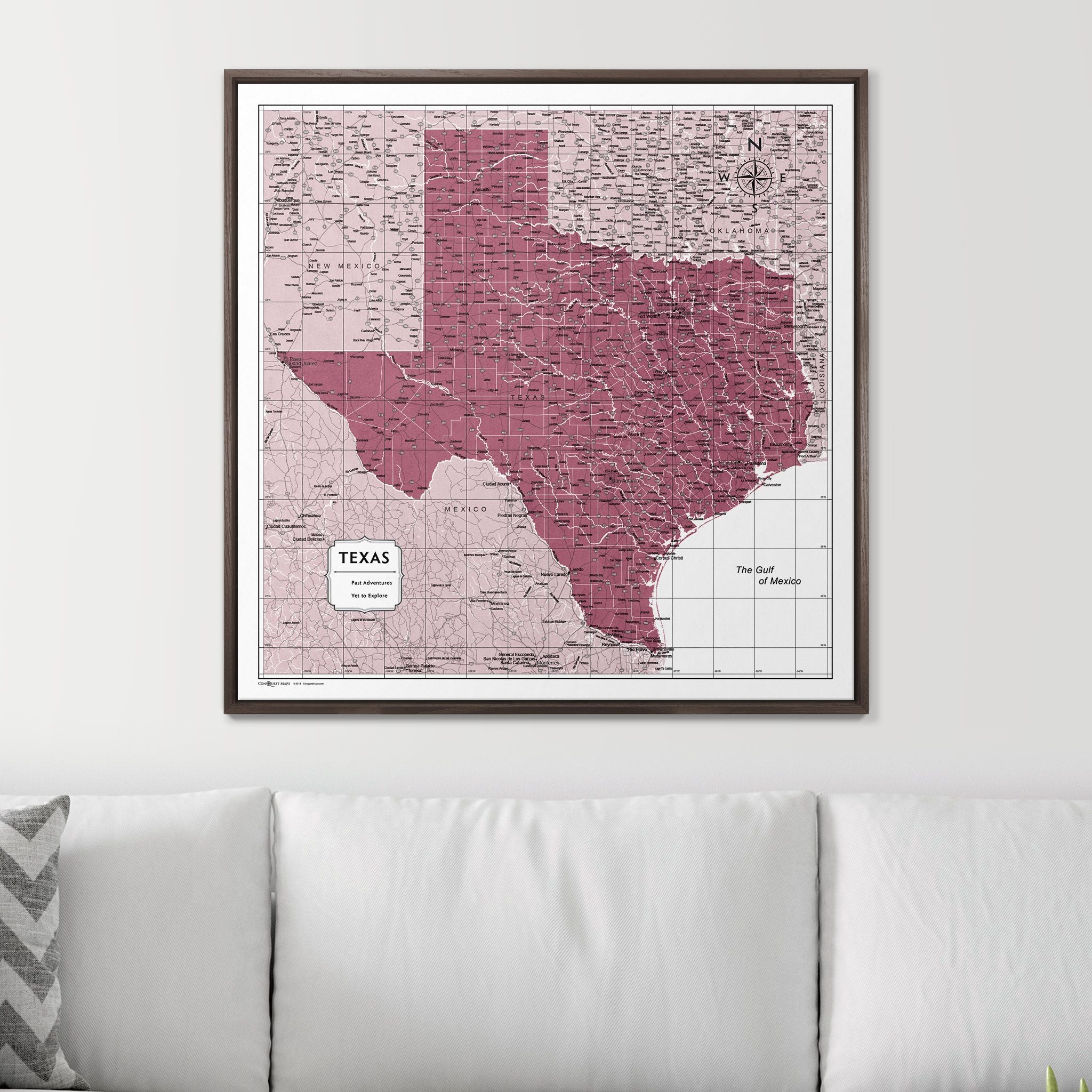 Push Pin Texas Map (Pin Board) - Burgundy Color Splash CM Pin Board