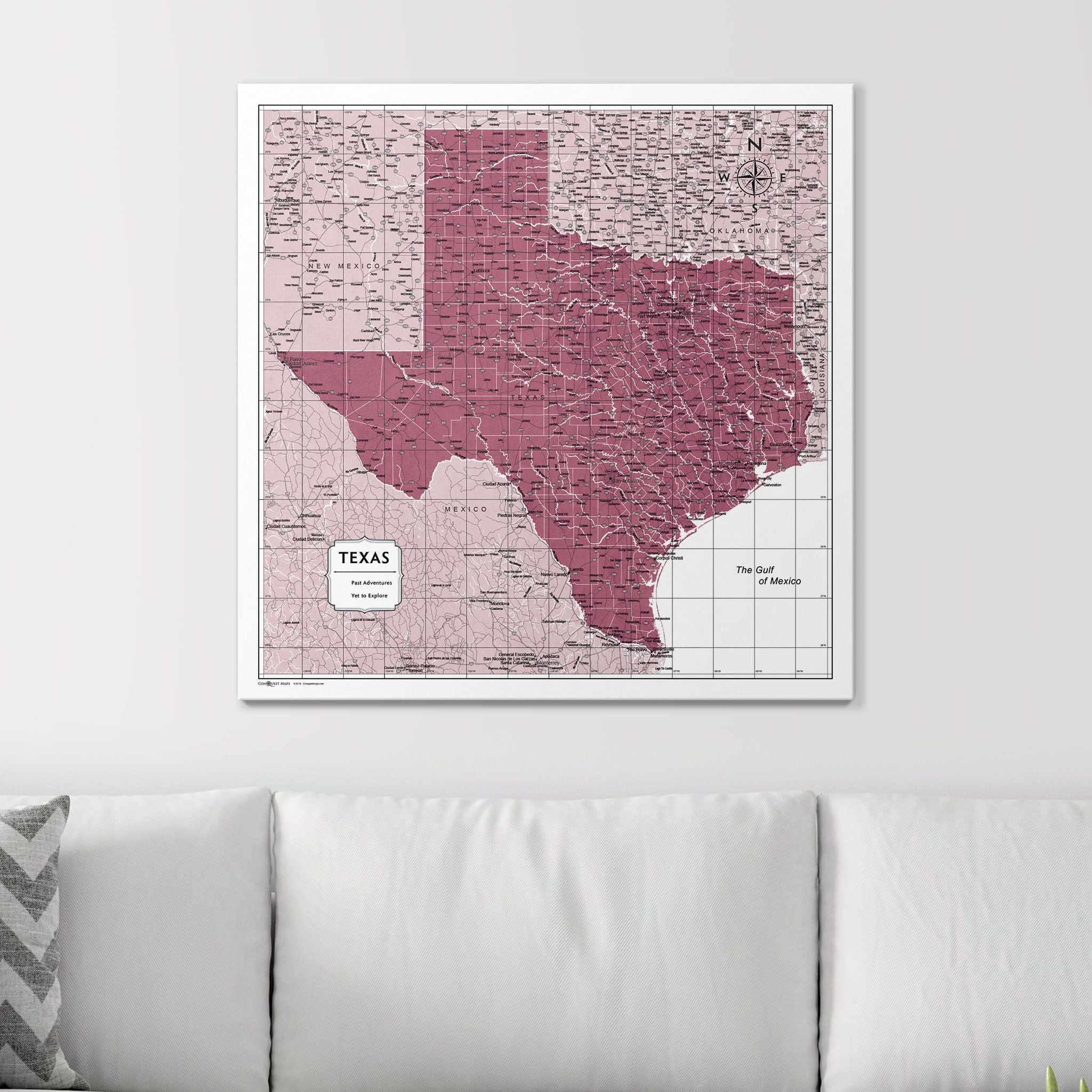 Push Pin Texas Map (Pin Board) - Burgundy Color Splash CM Pin Board