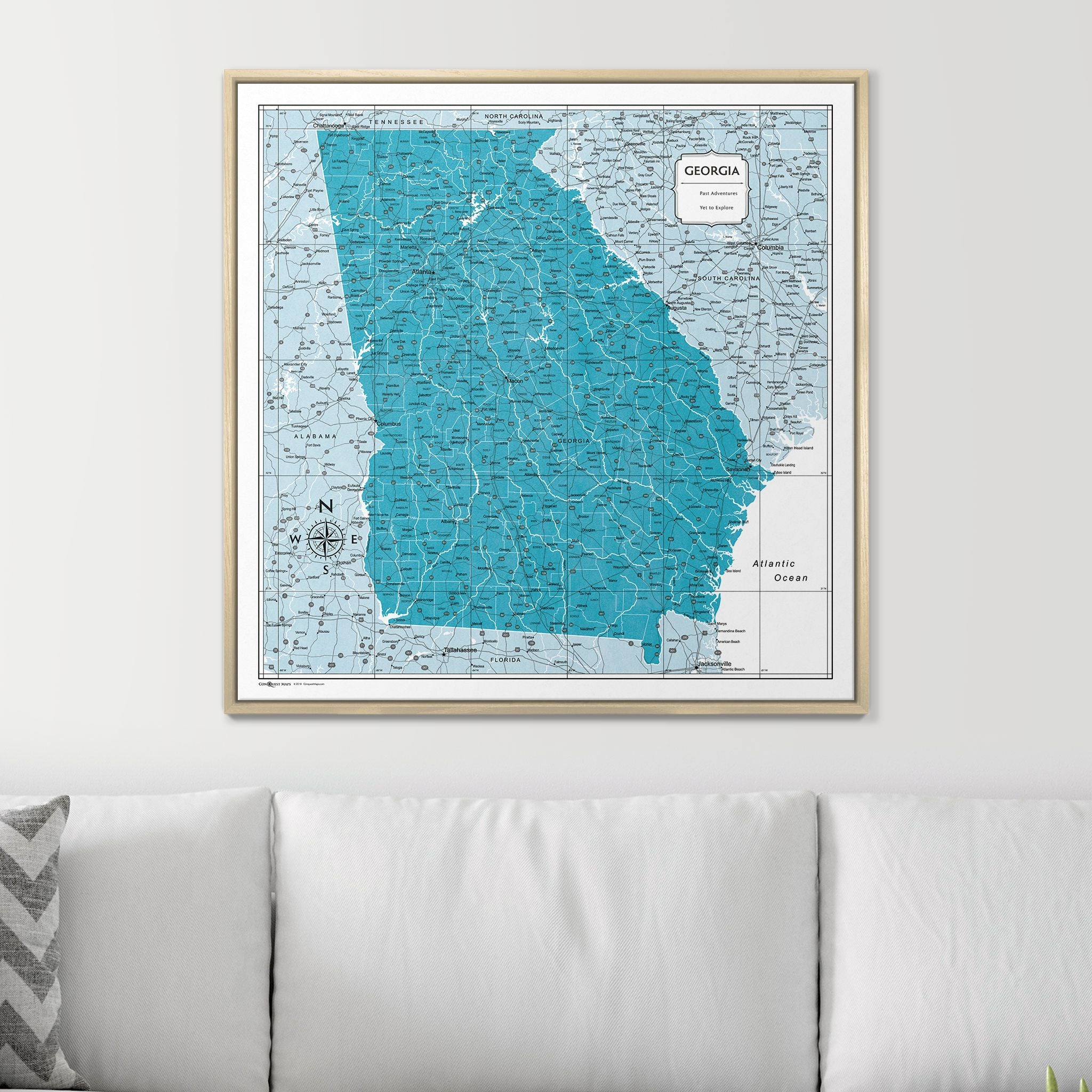 Push Pin Georgia Map (Pin Board) - Teal Color Splash CM Pin Board