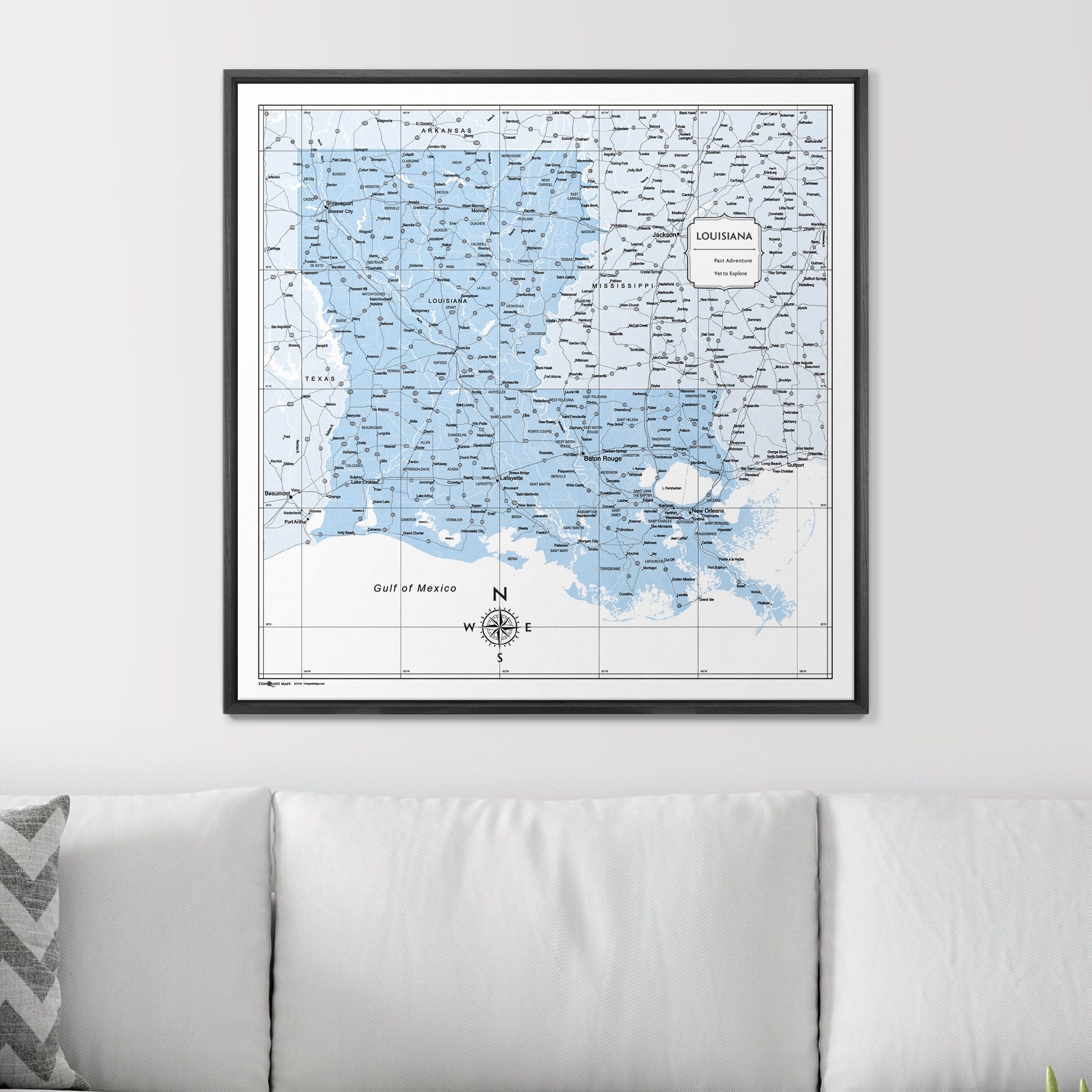 Push Pin Louisiana Map (Pin Board) - Light Blue Color Splash CM Pin Board