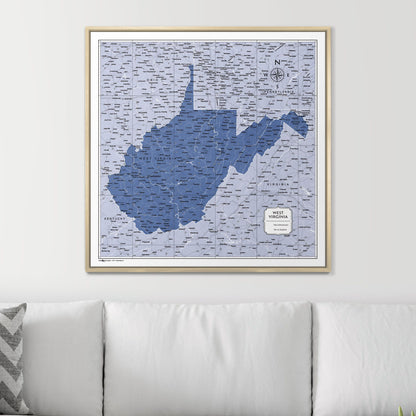 Push Pin West Virginia Map (Pin Board) - Navy Color Splash CM Pin Board