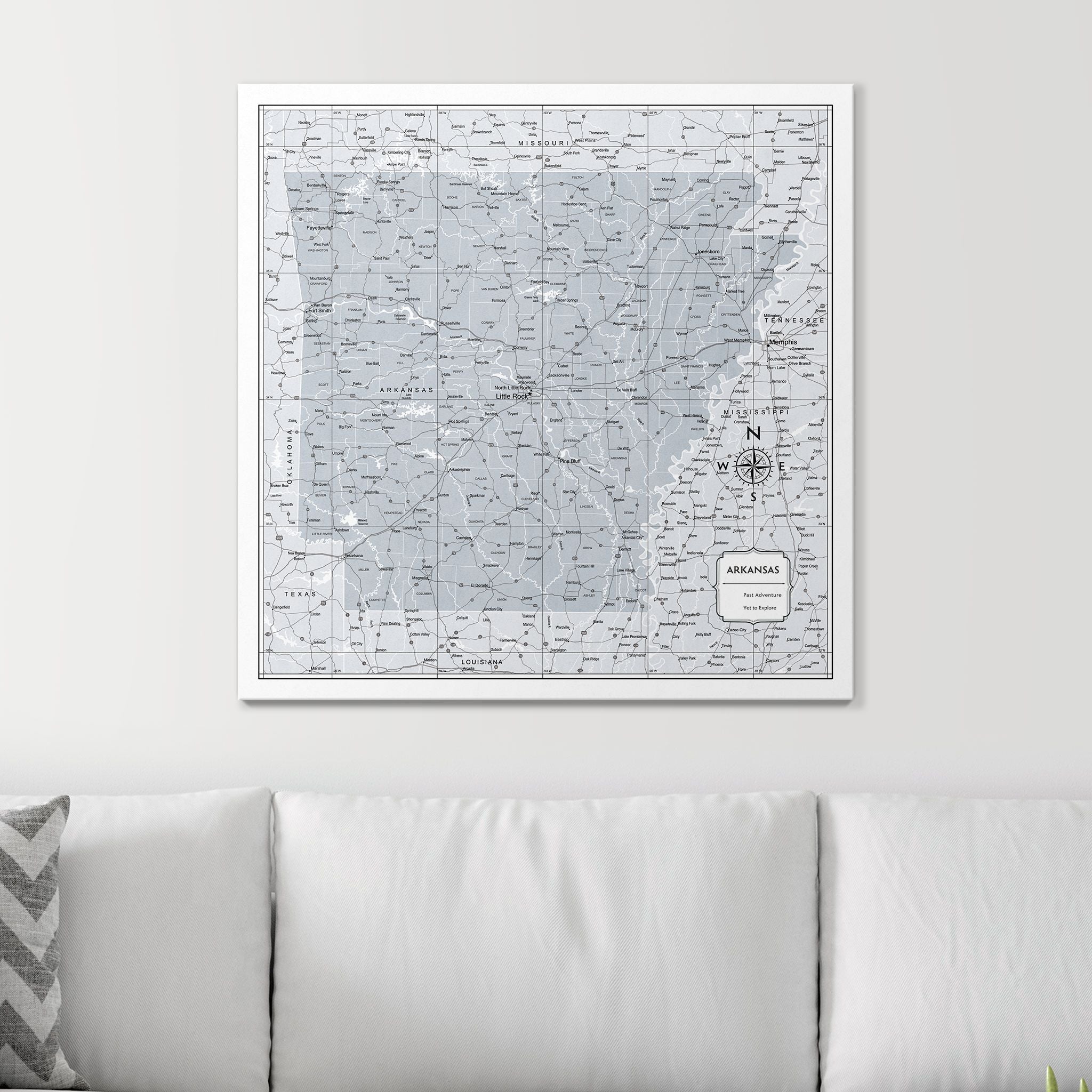 Push Pin Arkansas Map (Pin Board) - Light Gray Color Splash CM Pin Board