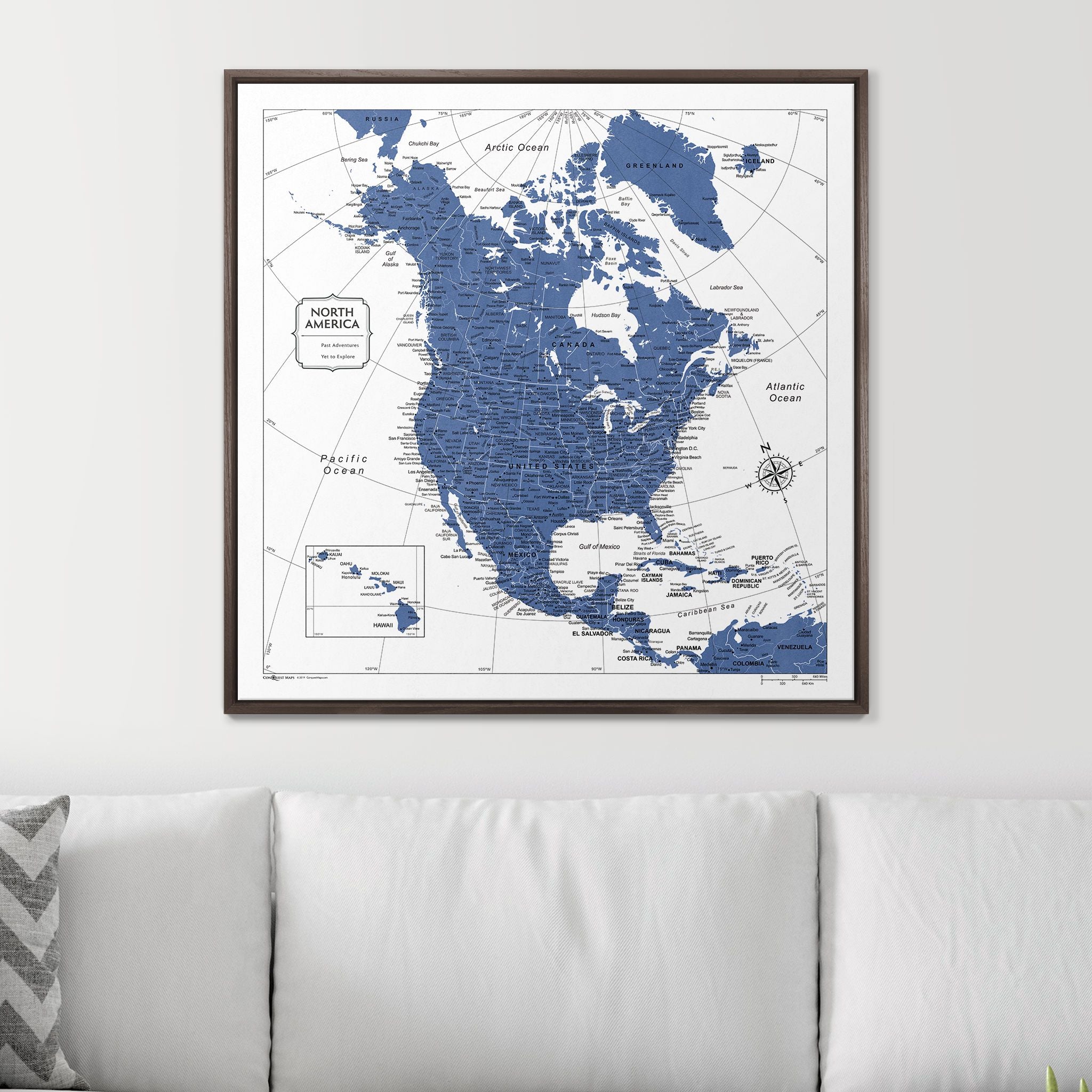 Push Pin North America Map (Pin Board) - Navy Color Splash CM Pin Board