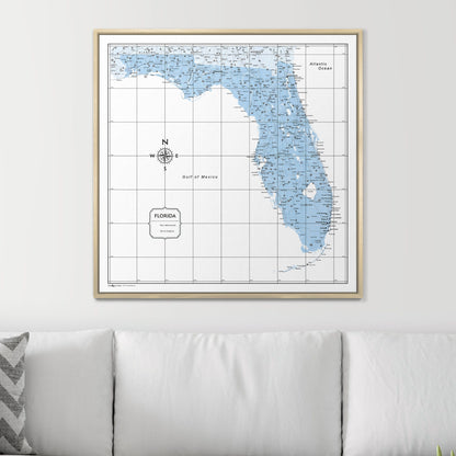 Push Pin Florida Map (Pin Board) - Light Blue Color Splash CM Pin Board