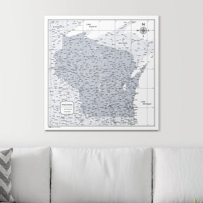 Push Pin Wisconsin Map (Pin Board) - Light Gray Color Splash CM Pin Board