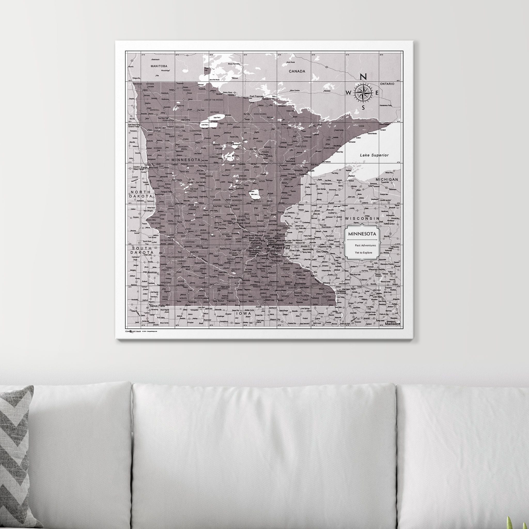 Push Pin Minnesota Map (Pin Board) - Dark Brown Color Splash CM Pin Board