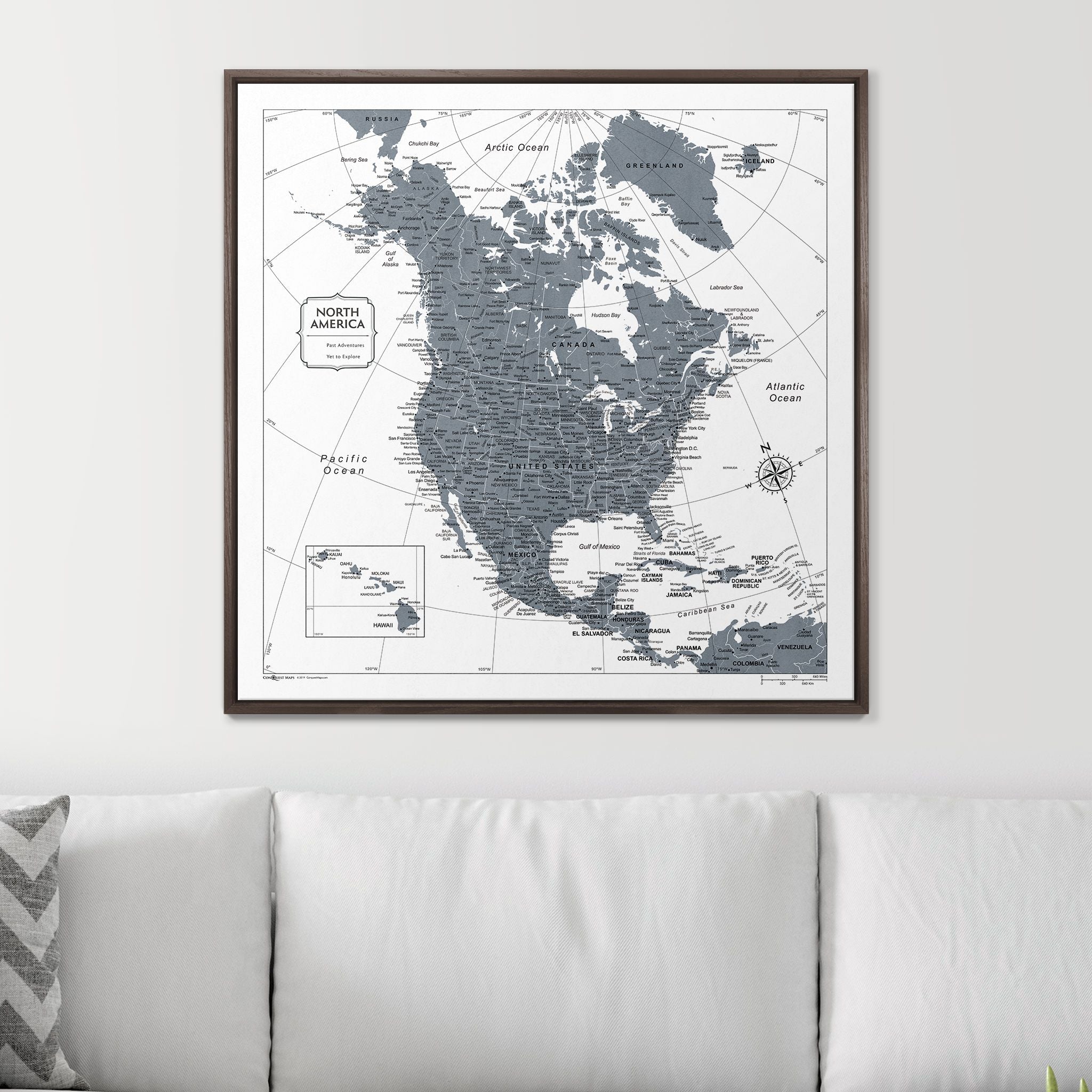 Push Pin North America Map (Pin Board) - Dark Gray Color Splash CM Pin Board