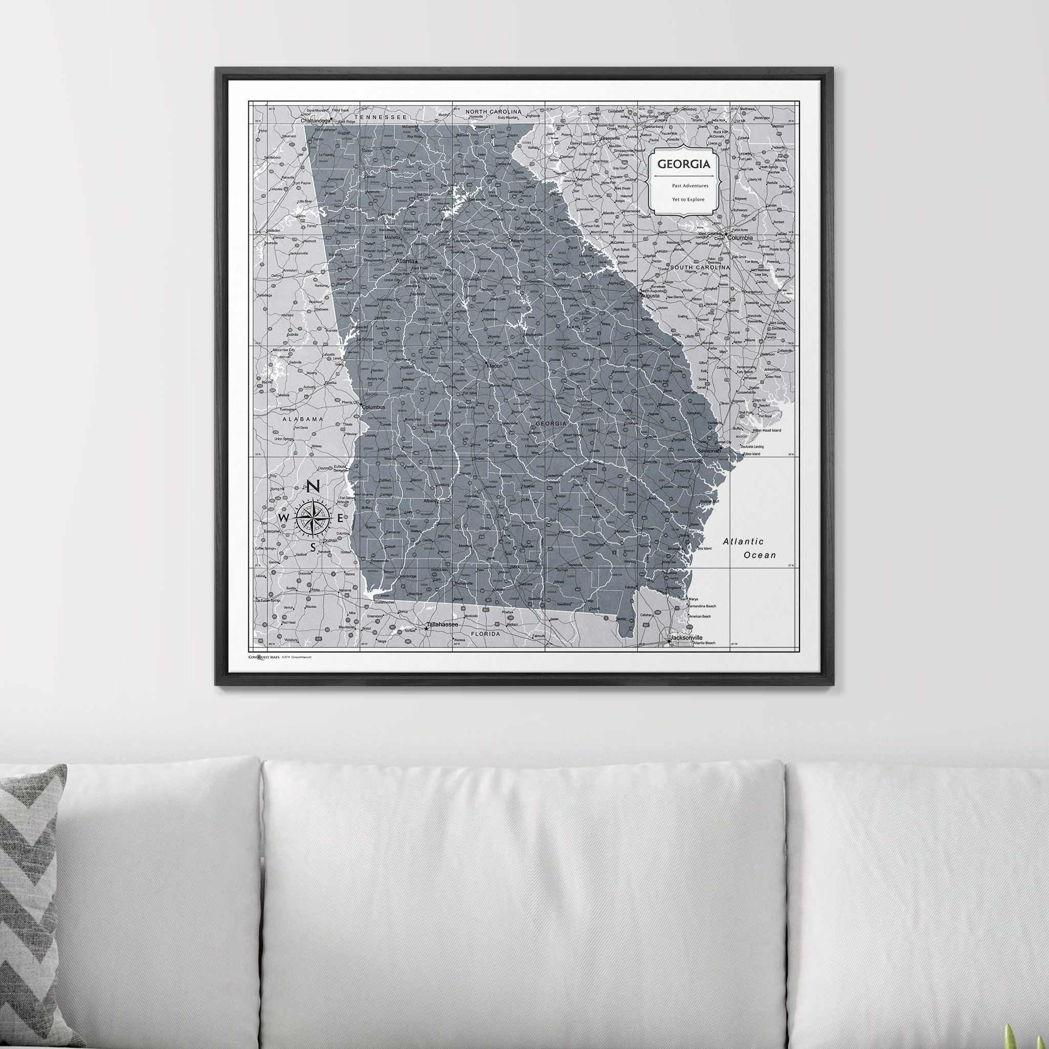 Push Pin Georgia Map (Pin Board) - Dark Gray Color Splash CM Pin Board