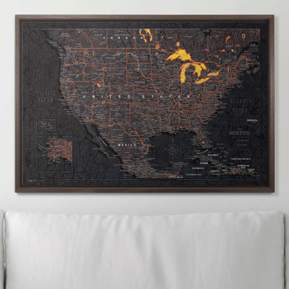 Push Pin USA Map (Pin Board) - Obsidian Inferno CM Pin Board