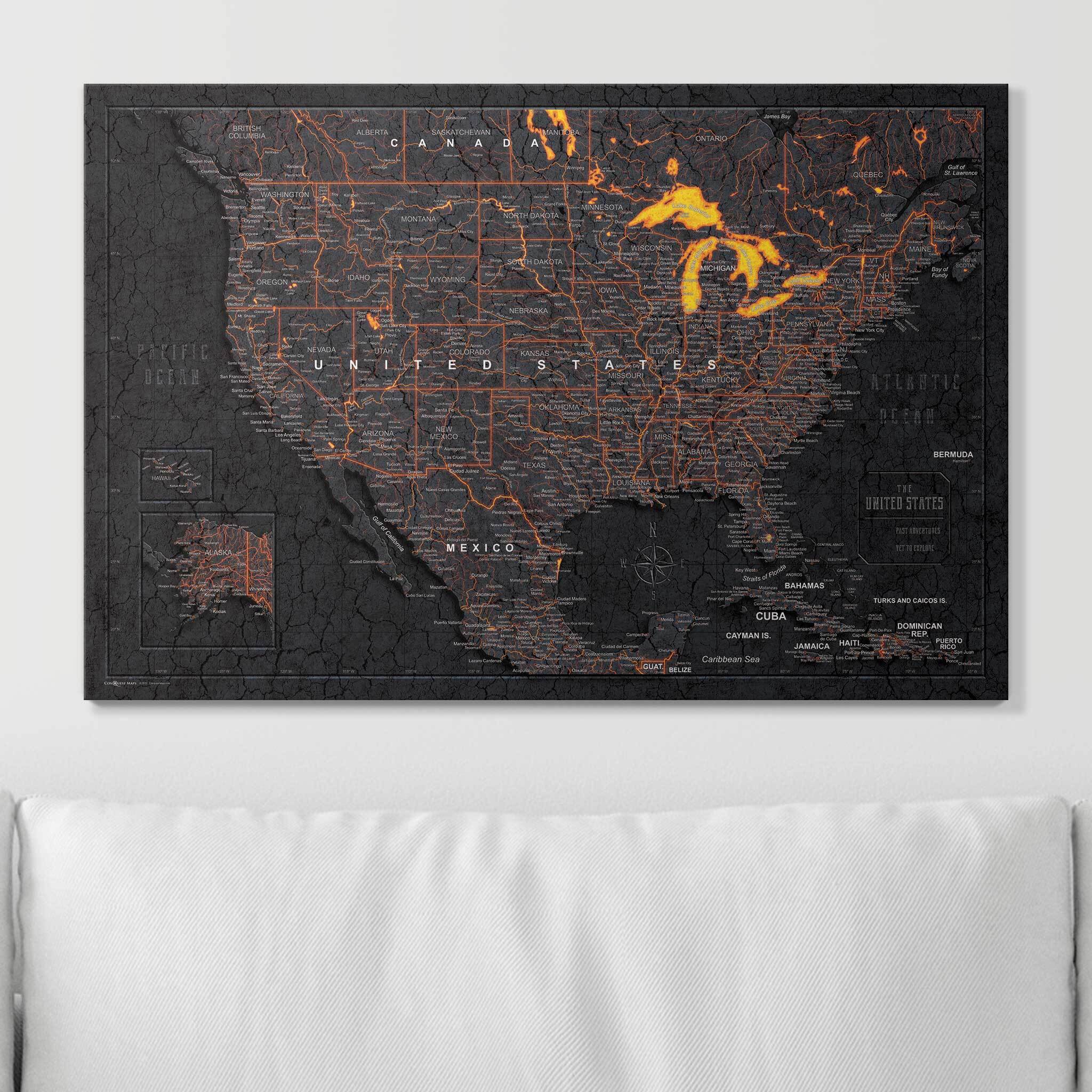 Push Pin USA Map (Pin Board) - Obsidian Inferno CM Pin Board