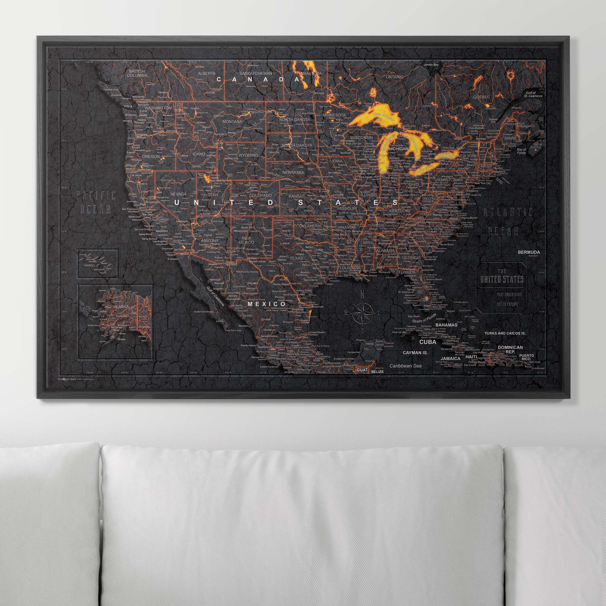 Push Pin USA Map (Pin Board) - Obsidian Inferno CM Pin Board