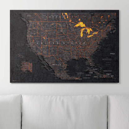 Push Pin USA Map (Pin Board) - Obsidian Inferno CM Pin Board