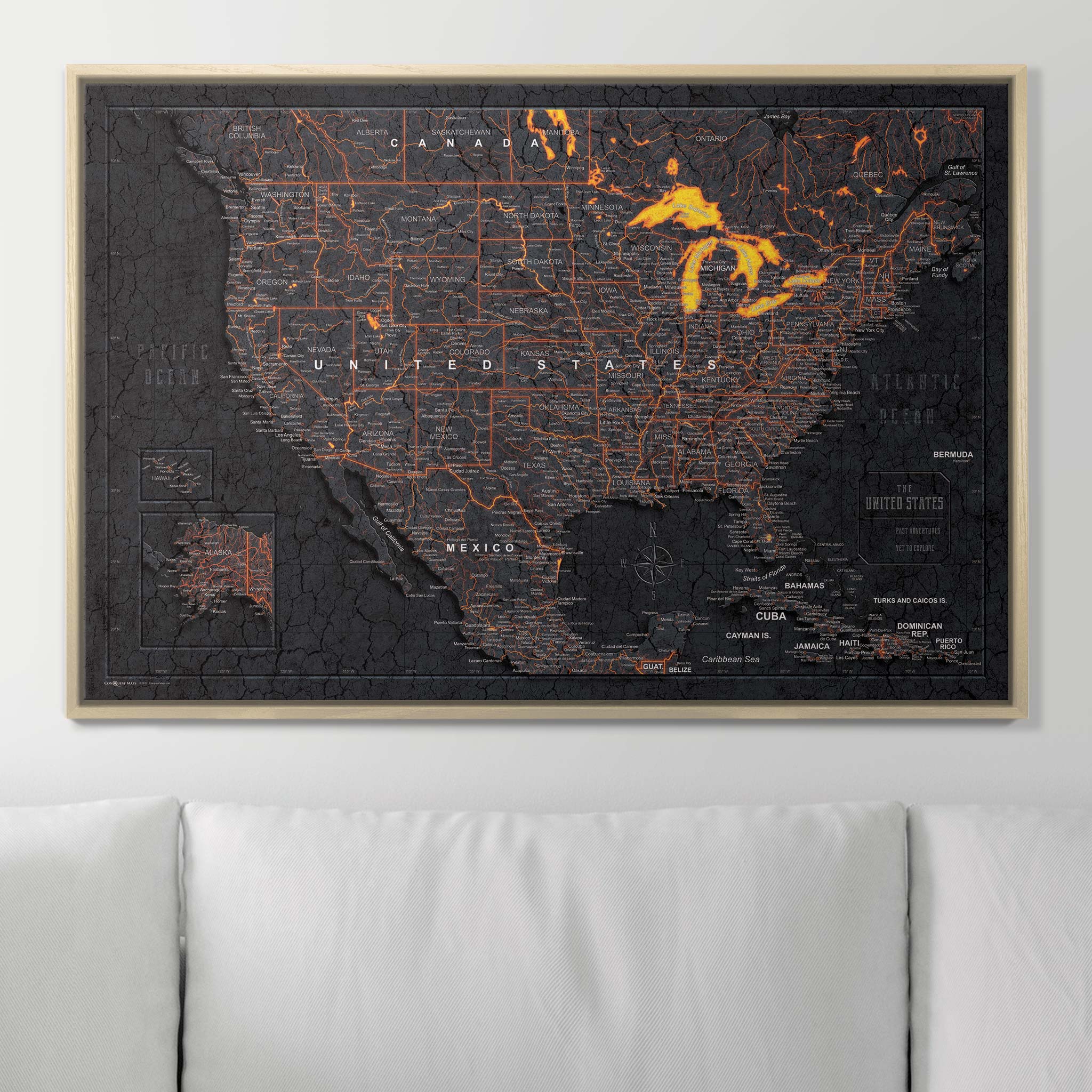 Push Pin USA Map (Pin Board) - Obsidian Inferno CM Pin Board