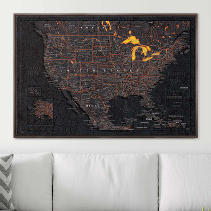 Push Pin USA Map (Pin Board) - Obsidian Inferno CM Pin Board