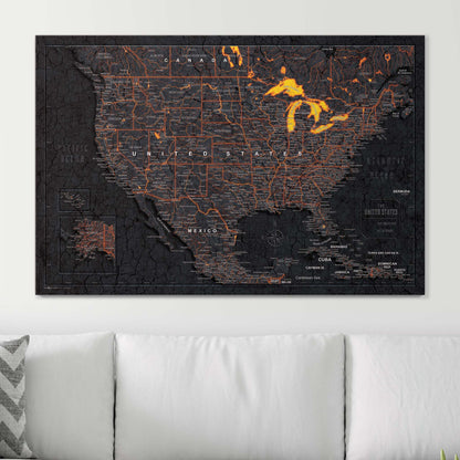 USA Map Poster - Obsidian Inferno CM Poster