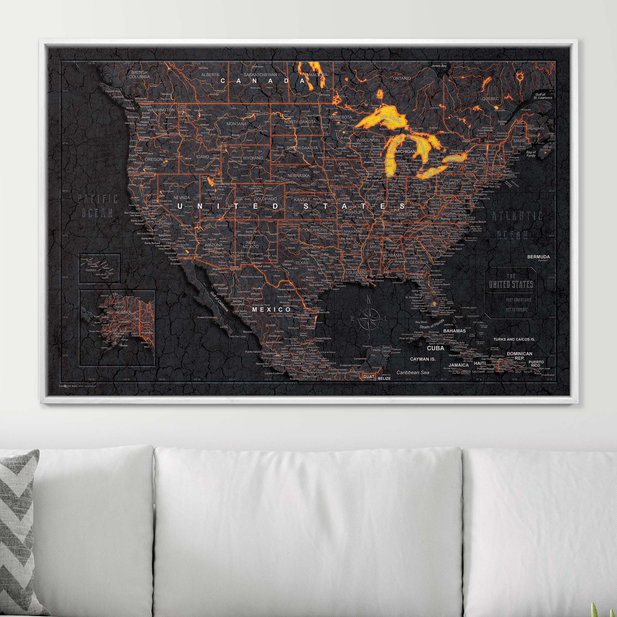 Push Pin USA Map (Pin Board) - Obsidian Inferno CM Pin Board