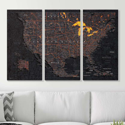 Push Pin USA Map (Pin Board) - Obsidian Inferno CM Pin Board