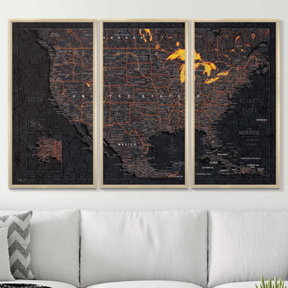 Push Pin USA Map (Pin Board) - Obsidian Inferno CM Pin Board