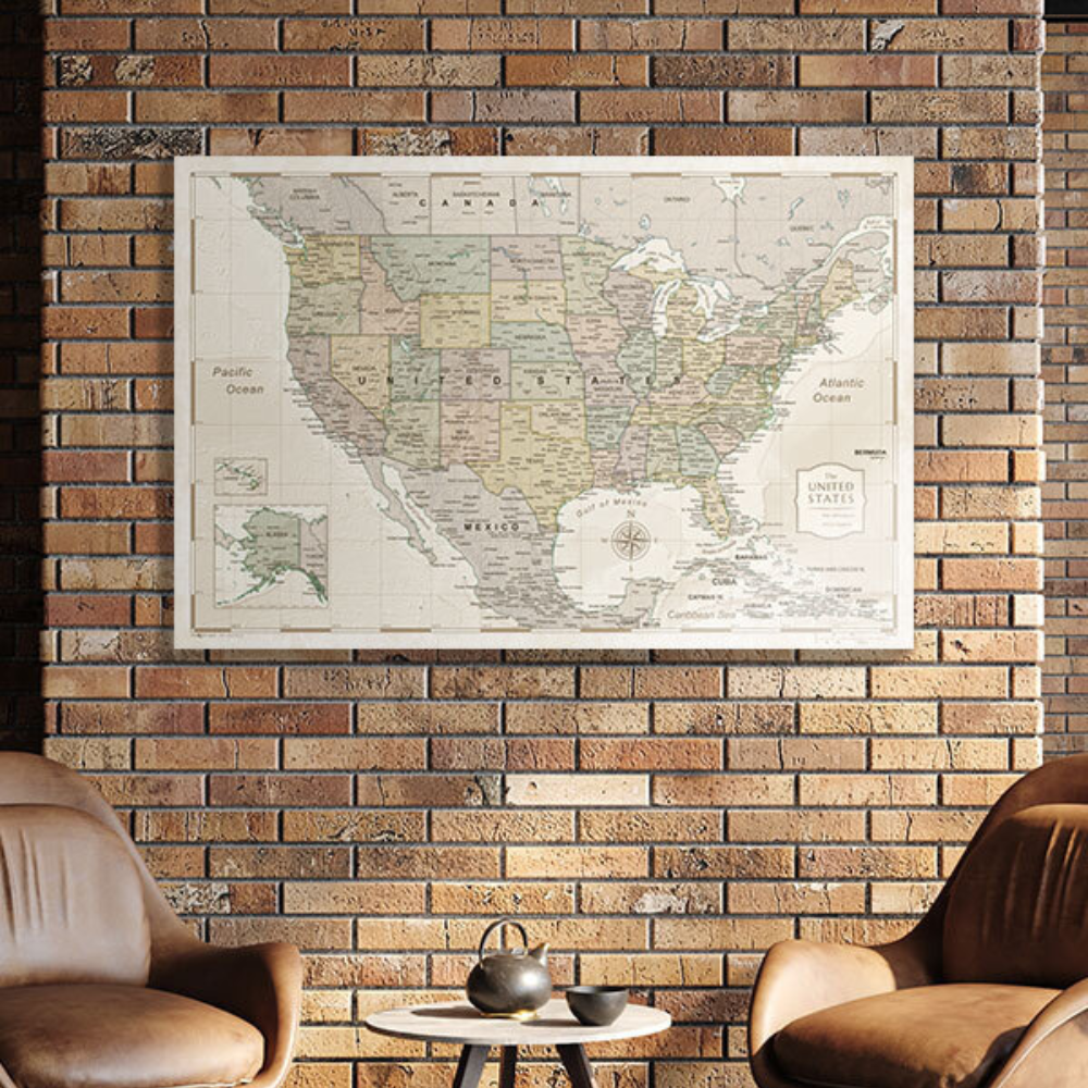 Push Pin USA Map (Pin Board) - Desert Sunrise