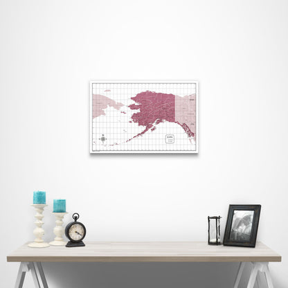 Alaska Map Poster - Burgundy Color Splash CM Poster