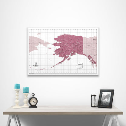 Alaska Map Poster - Burgundy Color Splash CM Poster