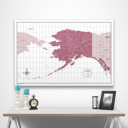 Alaska Map Poster - Burgundy Color Splash CM Poster