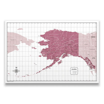 Alaska Map Poster - Burgundy Color Splash CM Poster