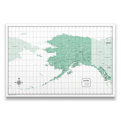 Push Pin Alaska Map (Pin Board) - Green Color Splash CM Pin Board