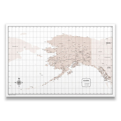 Push Pin Alaska Map (Pin Board) - Light Brown Color Splash CM Pin Board