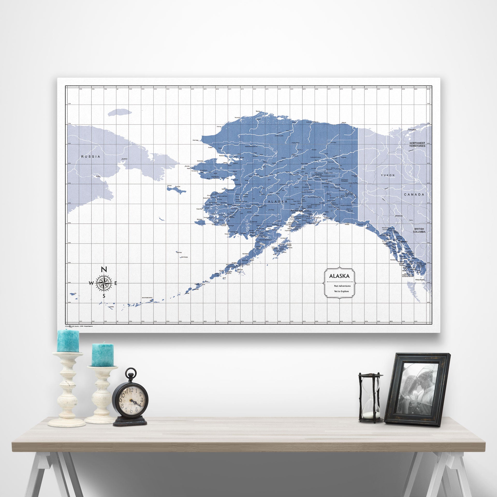 Alaska Map Poster - Navy Color Splash CM Poster