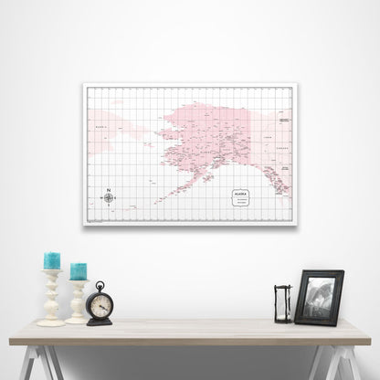 Alaska Map Poster - Pink Color Splash CM Poster