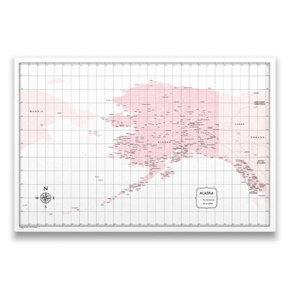 Alaska Map Poster - Pink Color Splash CM Poster